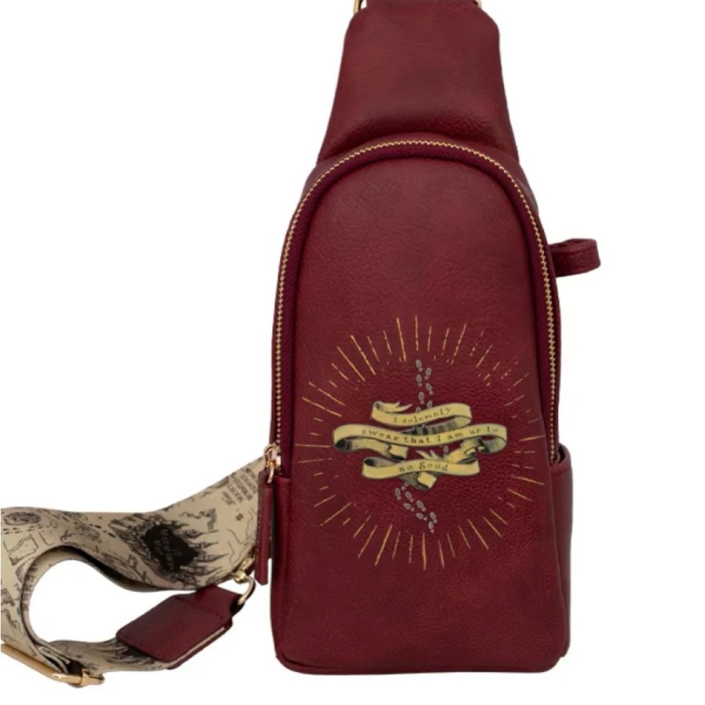 Marauder’s Map Crossbody Sling Bag with wand strap